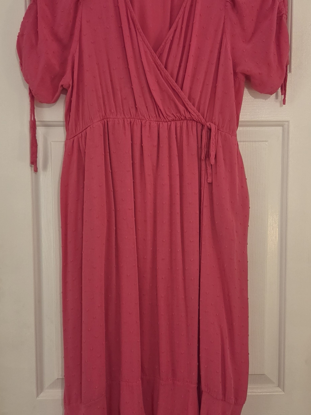 Torrid Womens Pink Wrap-Style Dress with Faux Tie Waist
